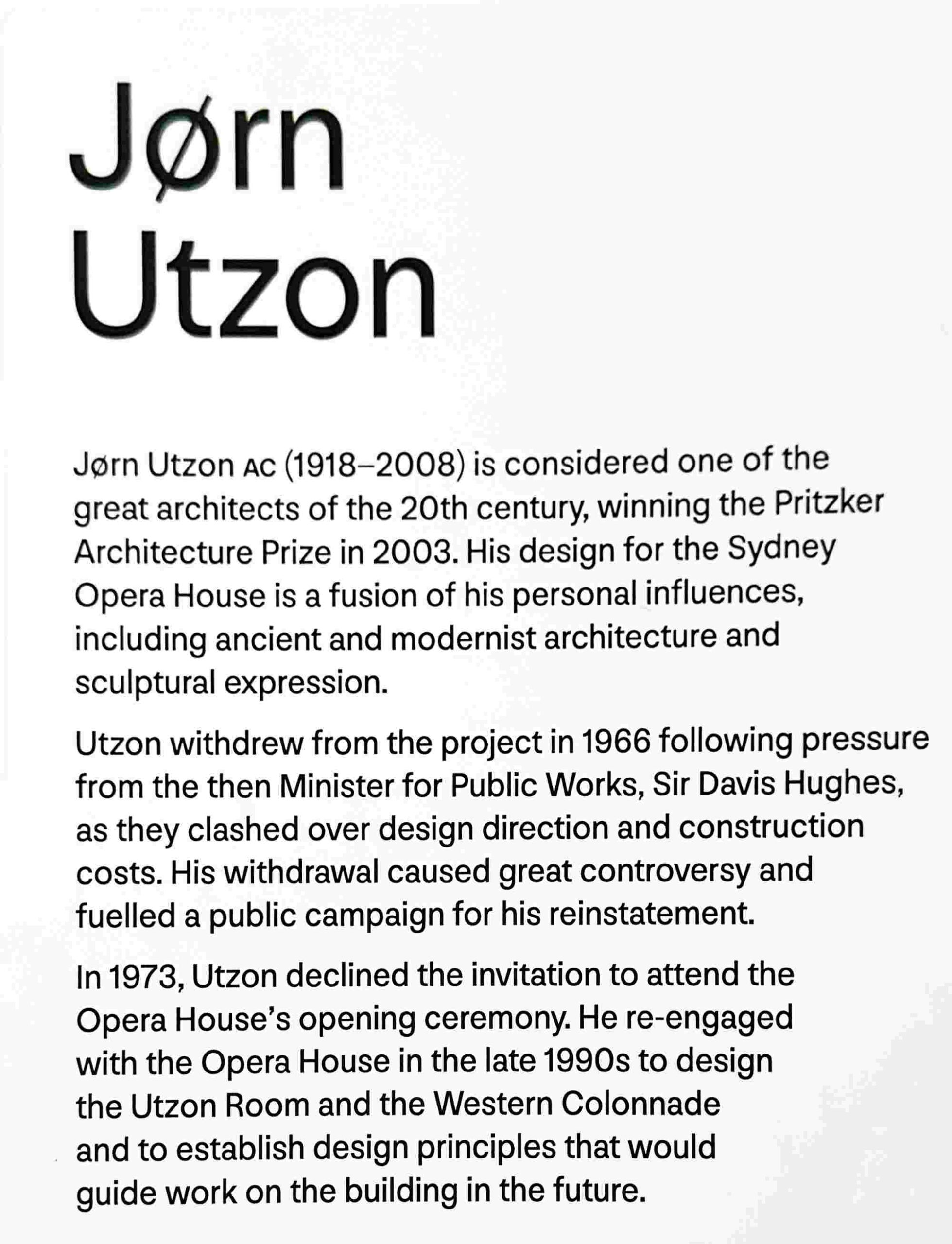 Peter-F-Jorn-Utzon Source: The People’s House: Sydney Opera House at 50 Museum of Sydney Exhibition, 2024