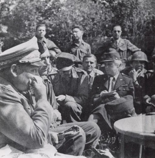 Sigrid seated front-and-centre at a group interview with Nazi leader Hermann Göring, days after his capture by the US Army. By permission of Pam Toler. Sigrid seated front-and-centre at a group interview with Nazi leader Hermann Göring, days after his capture by the US Army. By permission of Pam Toler.